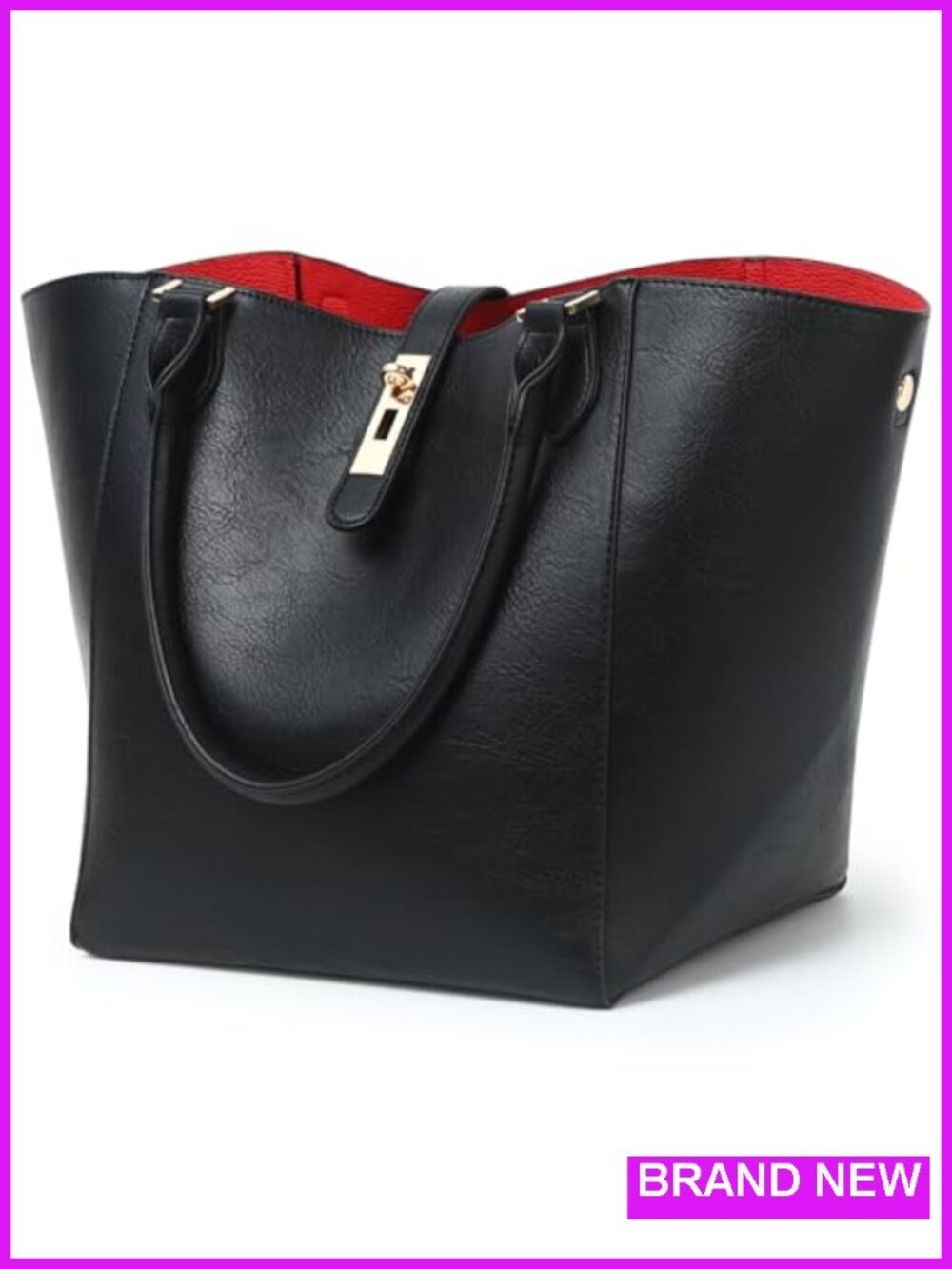 Large Tote Bag Women Bucket Purse Faux Leather Shoulder Work Bag